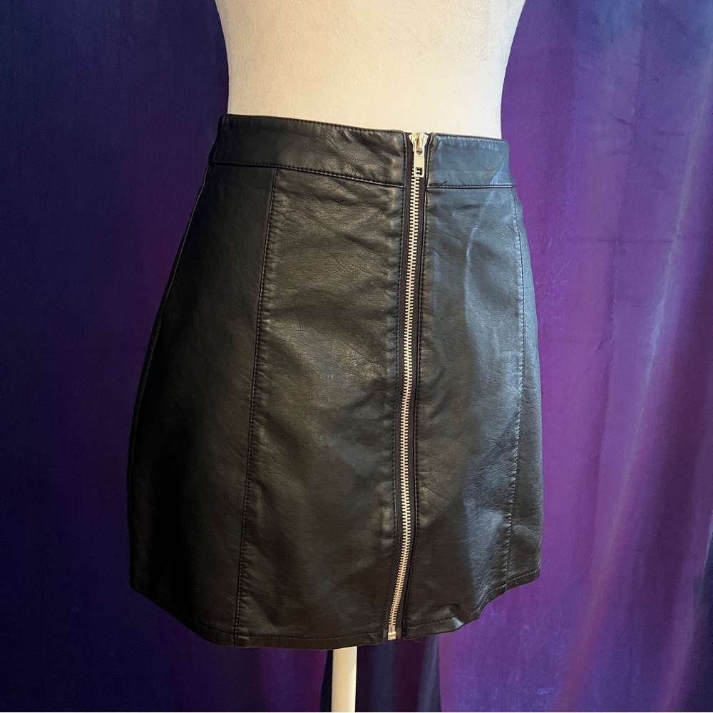 Black Faux Leather Mini Skirt